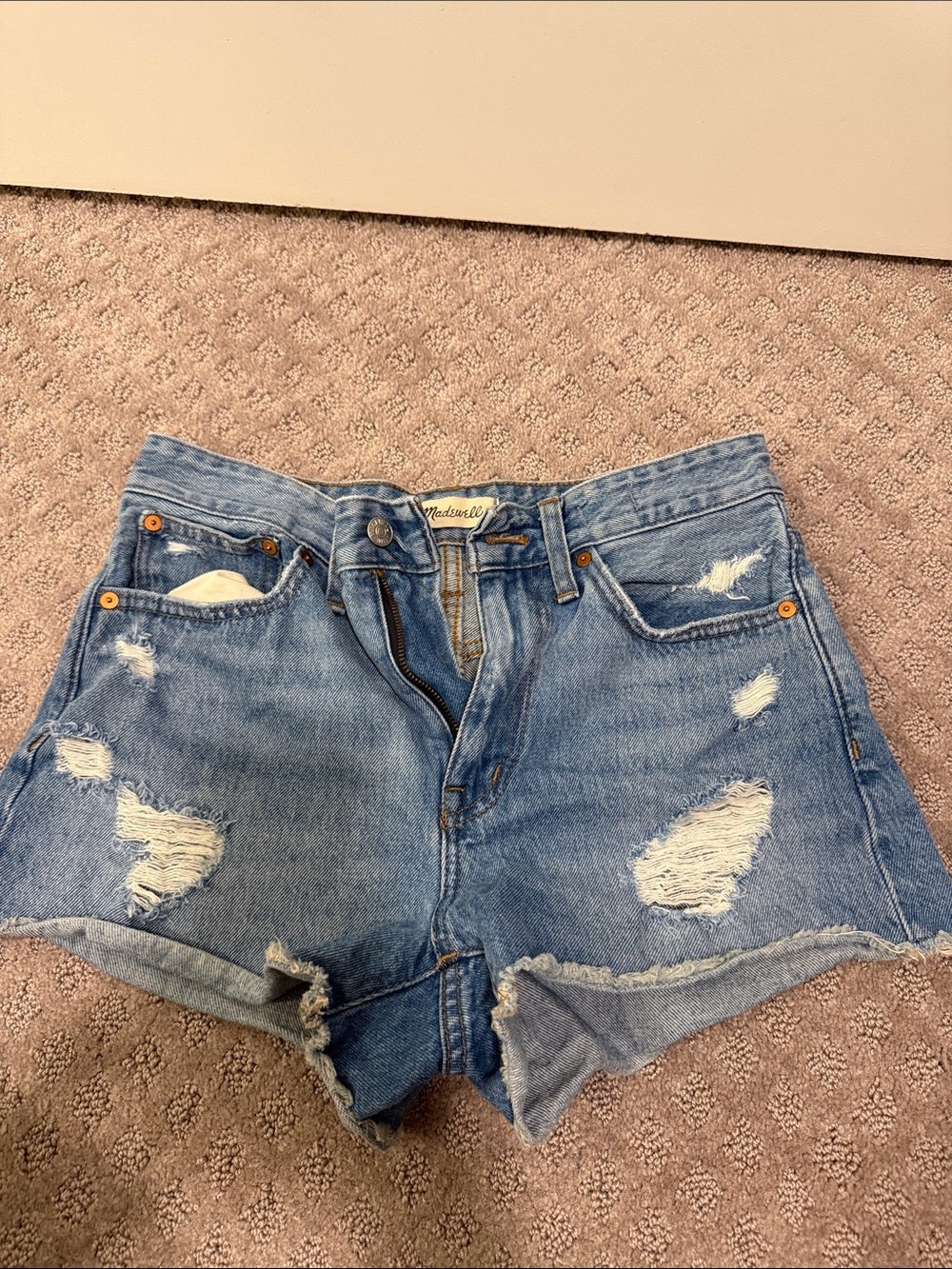 Madewell Light Blue Distressed Jean Cutoff Shorts